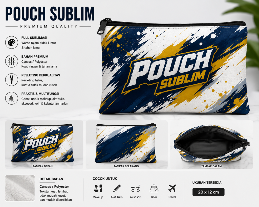 Cara Memulai Bisnis Pouch Sublim Custom dengan Modal Minim Halo bestie para calon creativepreneur dan pejuang cuan di seluruh penjuru Indonesia! Lagi nyari side hustle yang nggak bikin kantong kering tapi punya potensi scale-up yang gila? Atau mungkin kamu lagi bosen sama rutinitas dan pengen punya brand sendiri yang "gue banget"? Sini merapat, karena kita bakal spill the tea tuntas tentang salah satu lini bisnis yang lagi hype parah: Bisnis Pouch Sublim Custom.