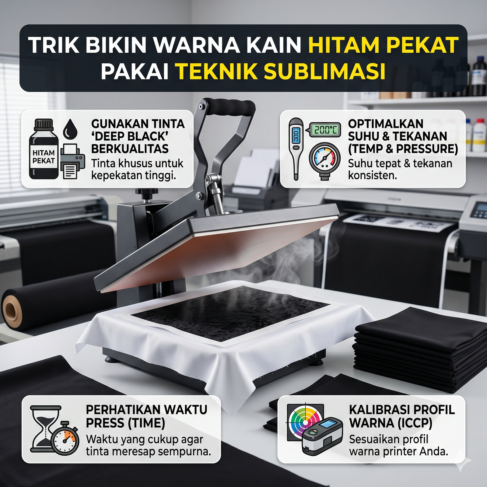 Trik Bikin Warna Kain Hitam Pekat Pakai Teknik Sublimasi (Banyak yang Gagal!)