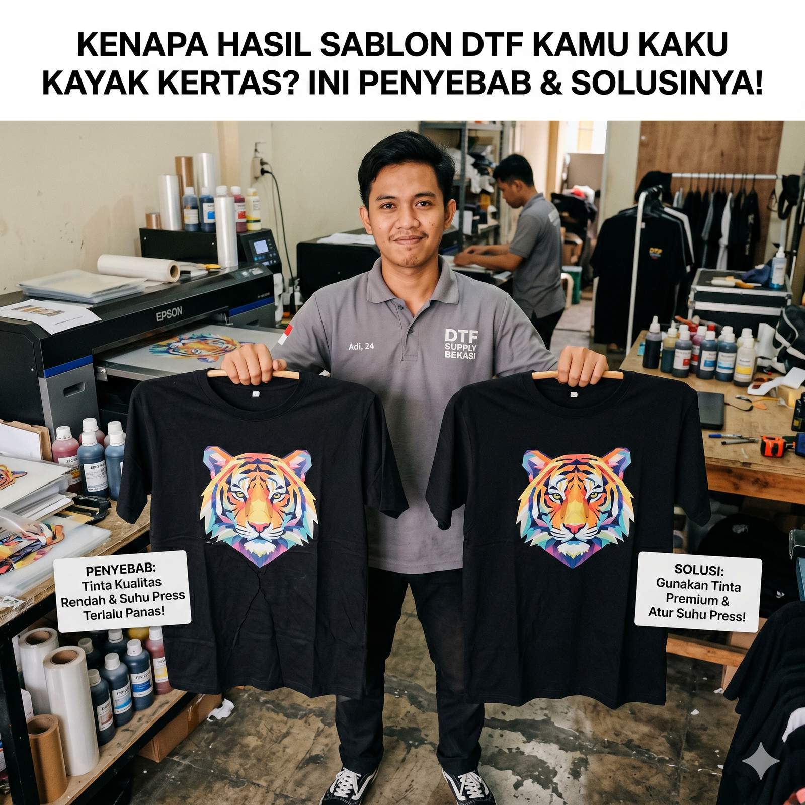 Kenapa Hasil Sablon DTF Kamu Kaku Kayak Kertas? Ini Penyebab & Solusinya!